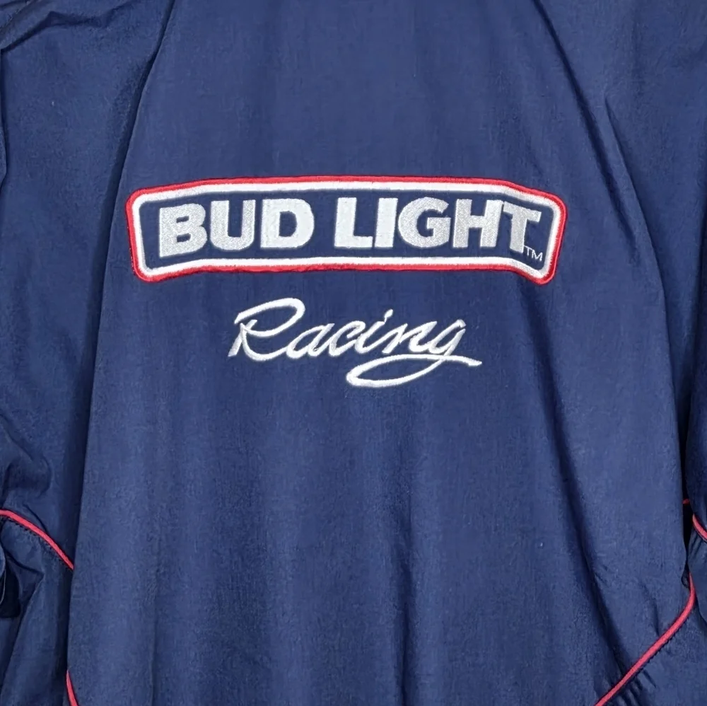 Vintage Bud Light Racing Navy Blue Red & White Jacket Size Large - Picture 8 of 9